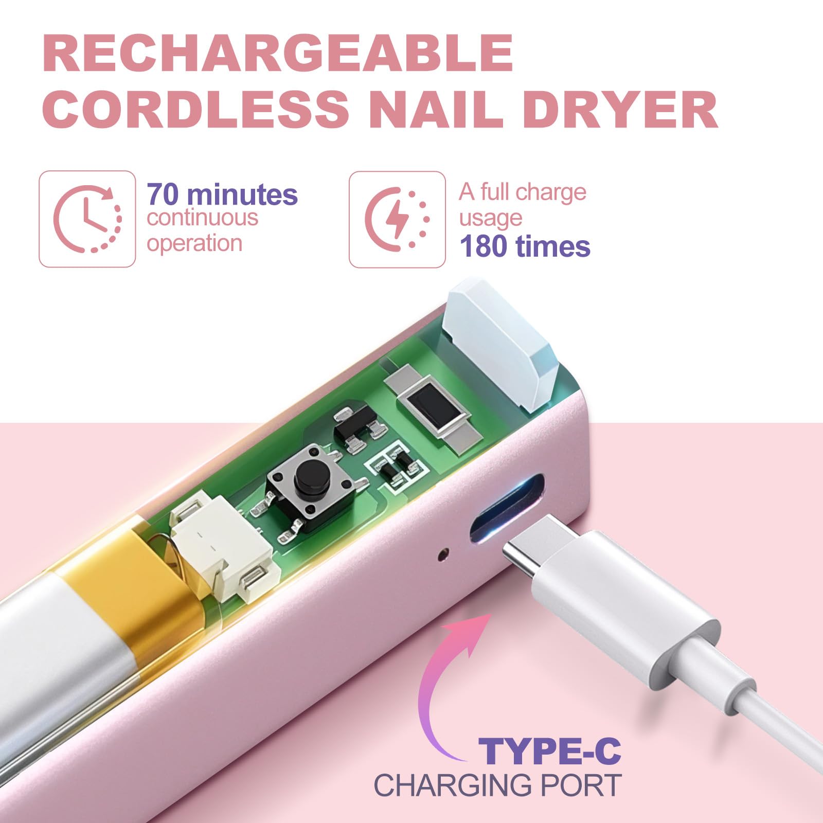 NXJ INFILILA curing a gel nail in handheld mode for quick targeted cures