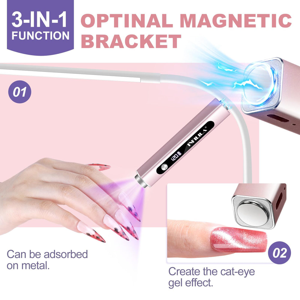 NXJ INFILILA magnetic base in use for hands‑free cat‑eye design control