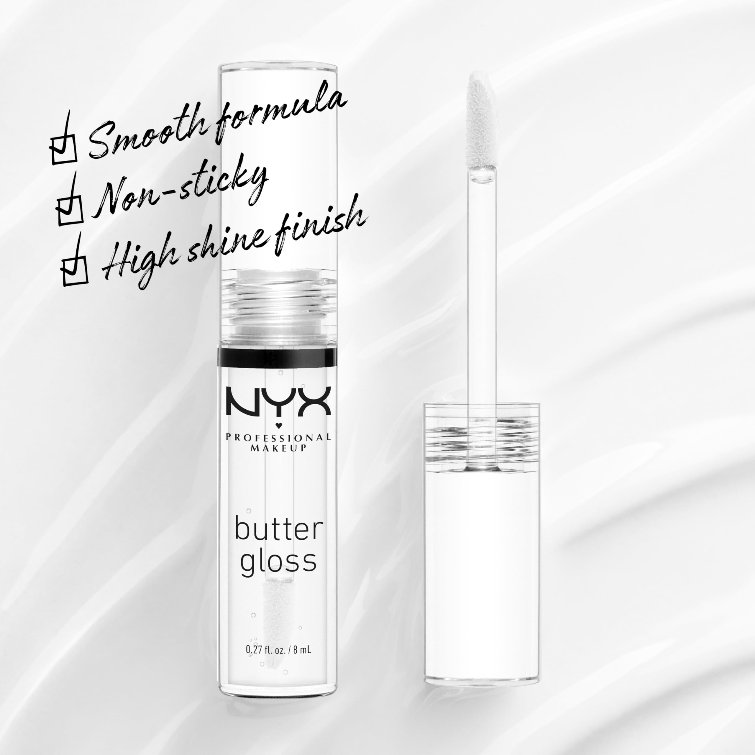 NYX PROFESSIONAL MAKEUP applicator wand demonstrating smooth, precise application benefit