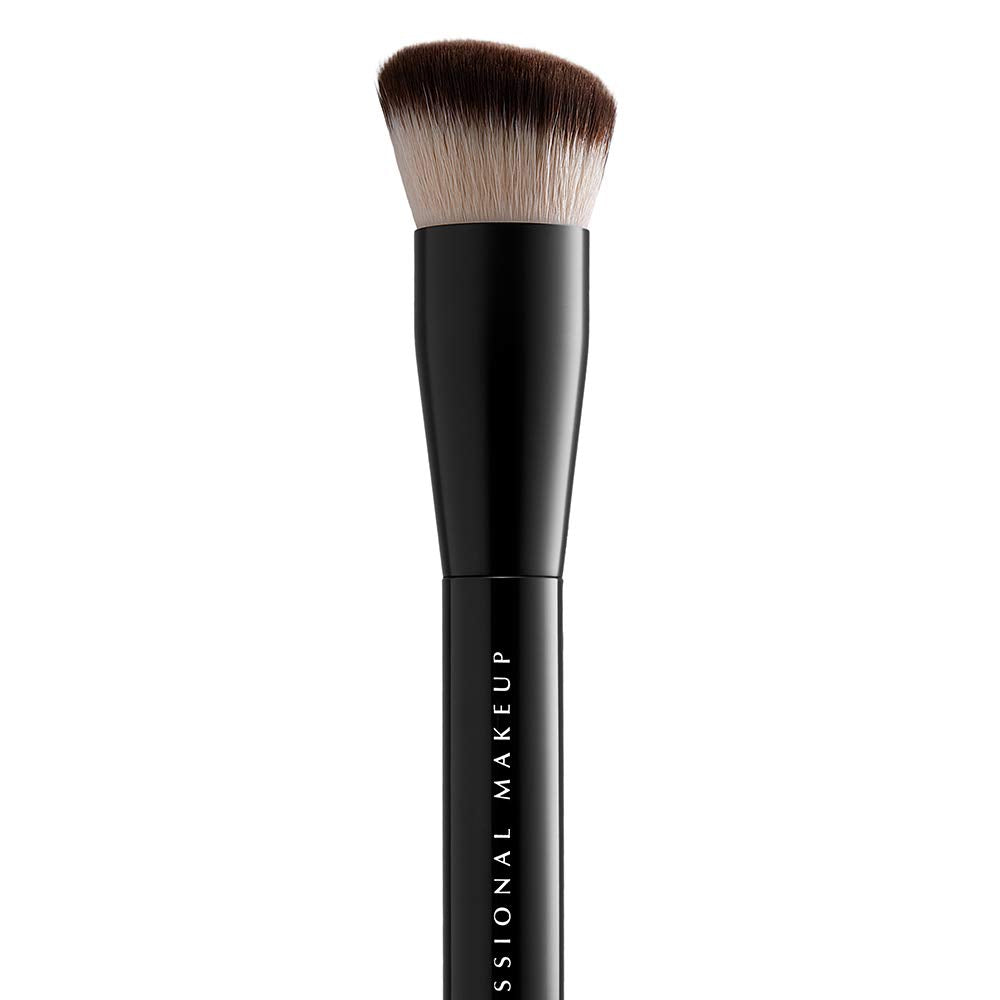 NYX brush close-up of angled synthetic bristles for smooth blending benefit