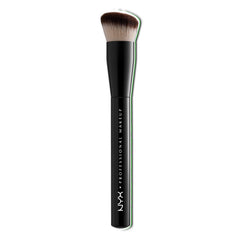 NYX brush front view showing sleek handle and dense bristles for precise application
