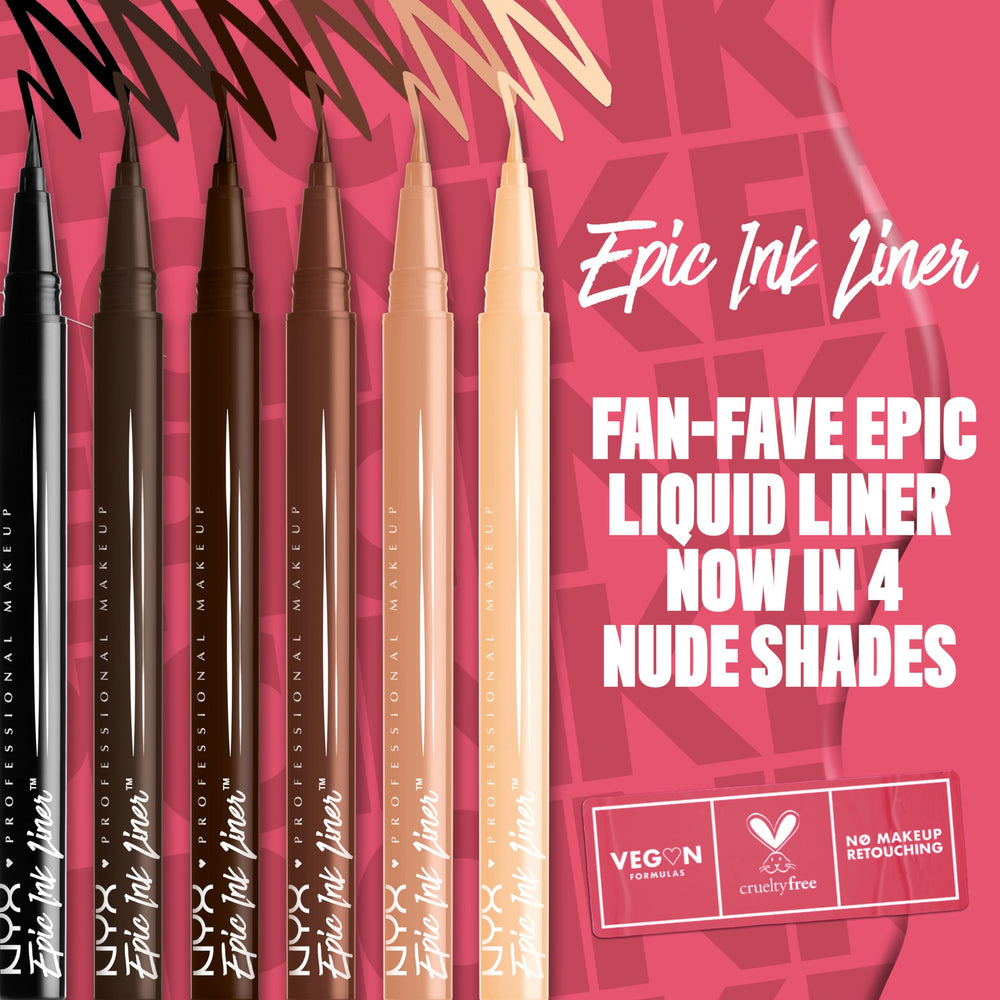NYX Professional Makeup eyeliner next to ruler showing compact pen size benefit