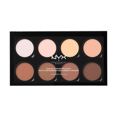 NYX PROFESSIONAL MAKEUP front view of closed refillable sculpting palette showing compact design and logo.