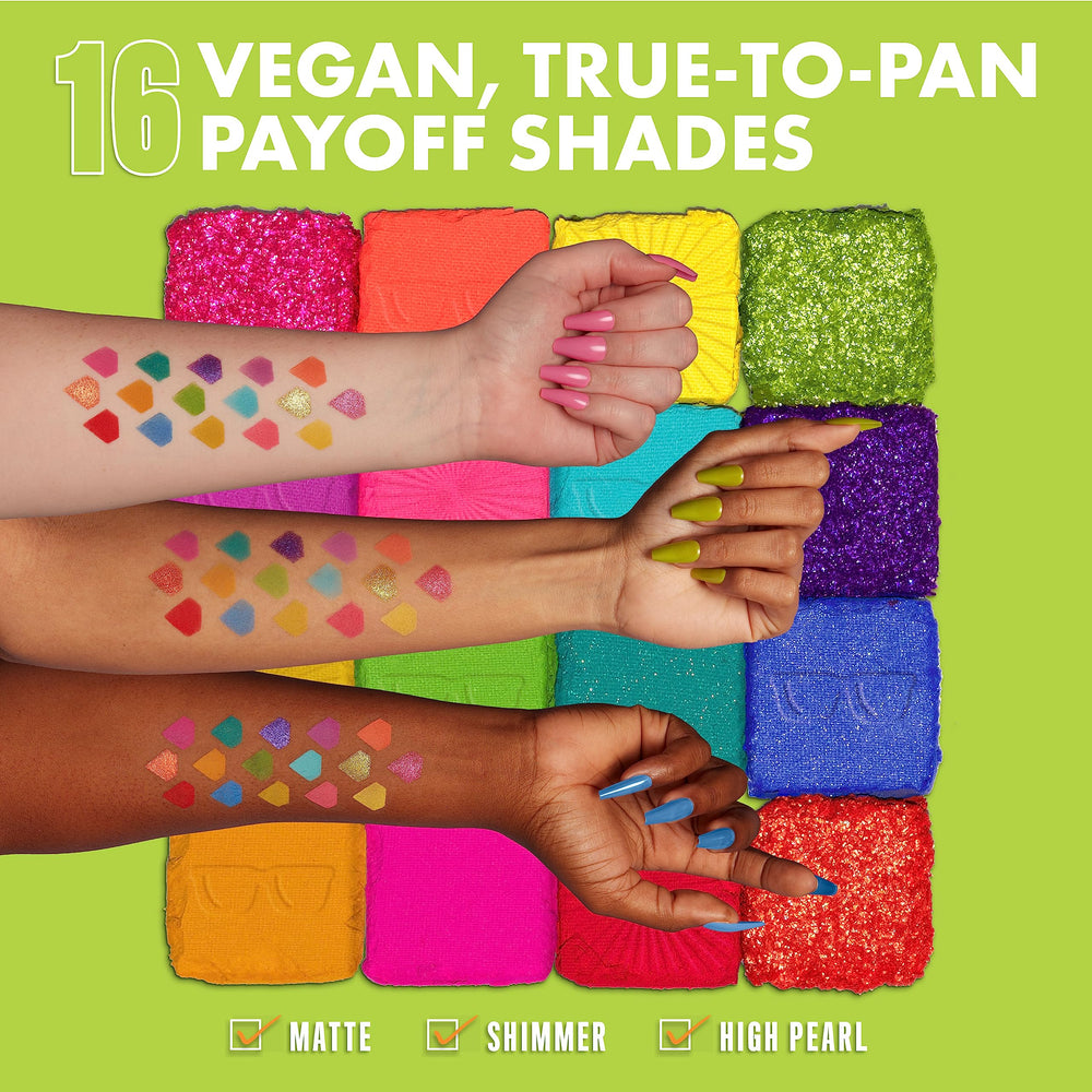 NYX PROFESSIONAL MAKEUP palette held in hand to show compact size and portability