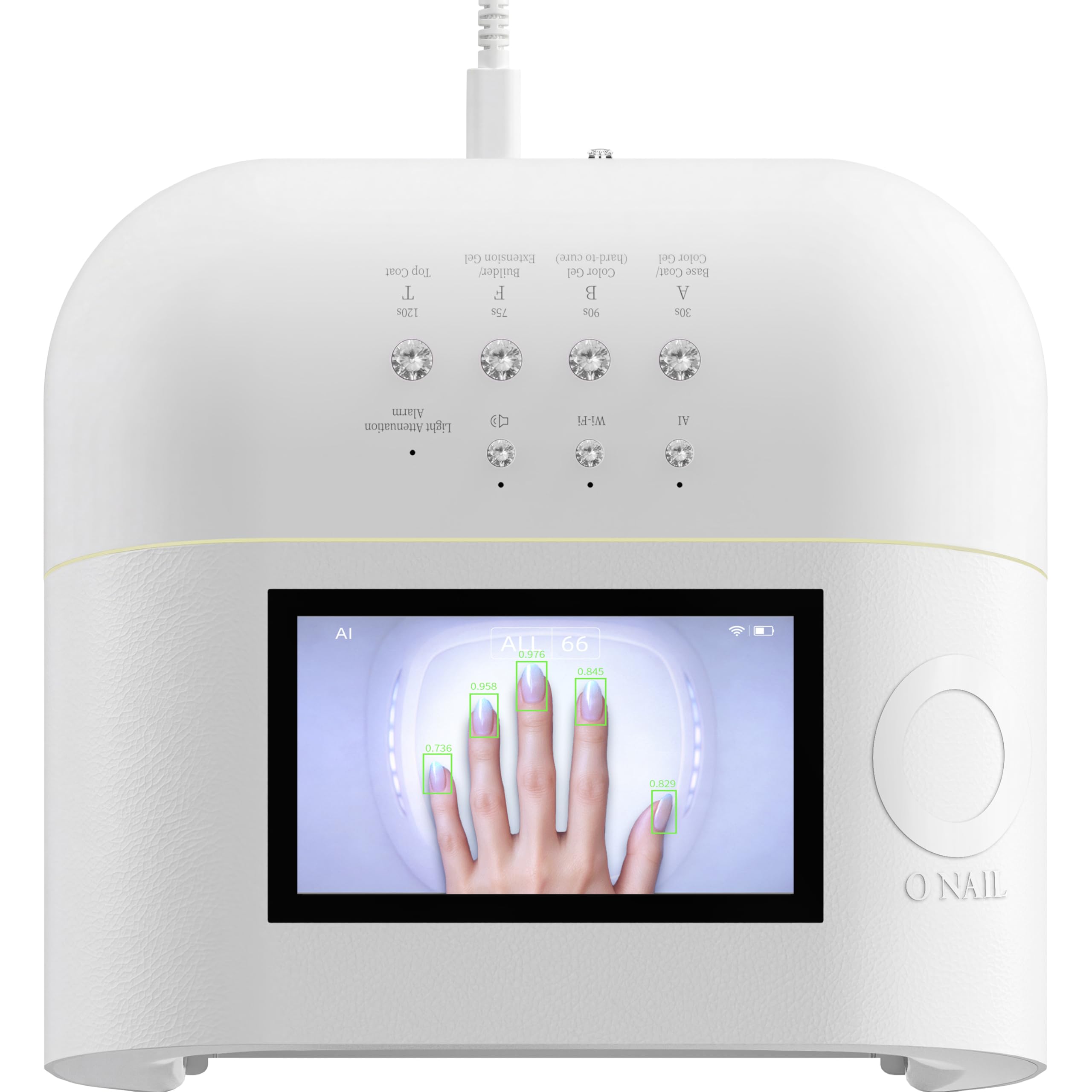 O NAIL front view showing sleek lamp and fast curing benefit