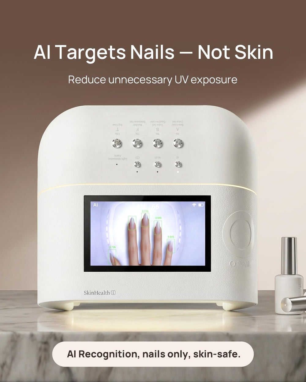 O NAIL internal HD display showing live curing for precise results