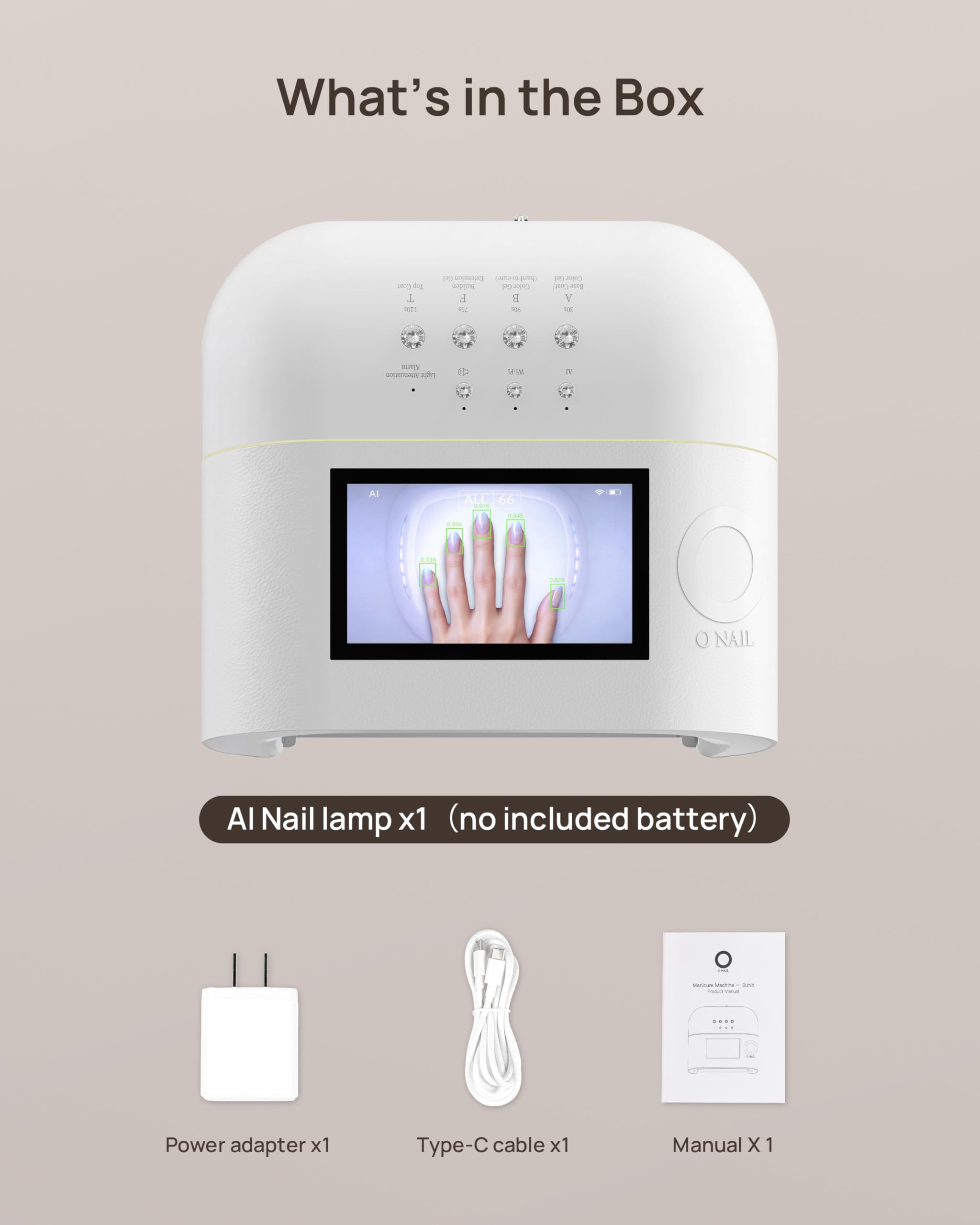 O NAIL control panel and label ensuring easy mode selection