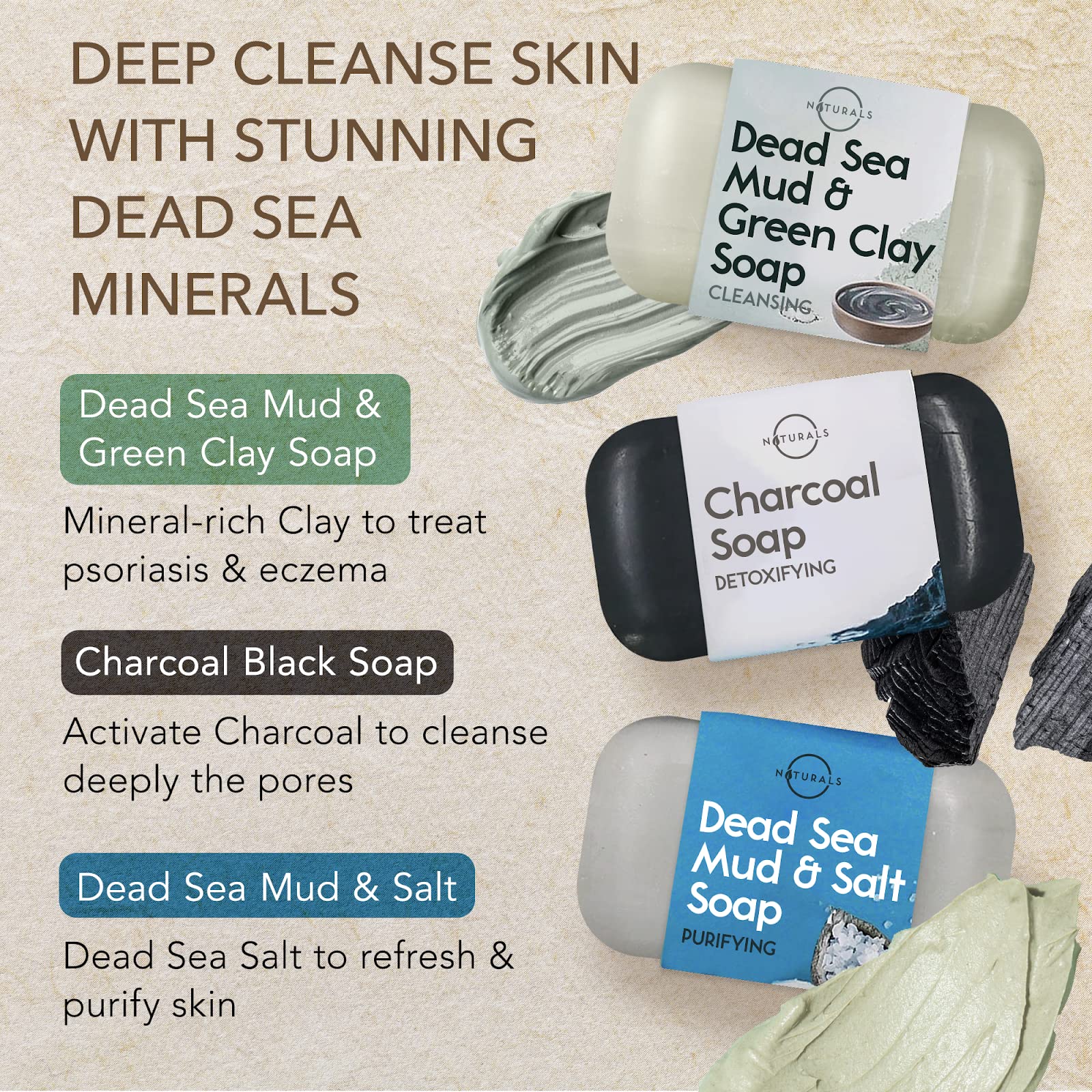 O NATURALS coffee soap lather illustrating exfoliating texture and renewed skin feel