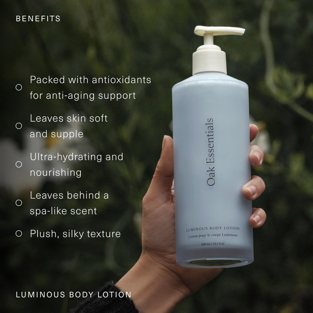 Oak Essentials lotion texture close-up highlighting lightweight, fast-absorbing benefit