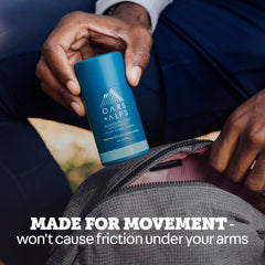 Oars + Alps deodorant being applied to underarm demonstrating fast-drying benefit
