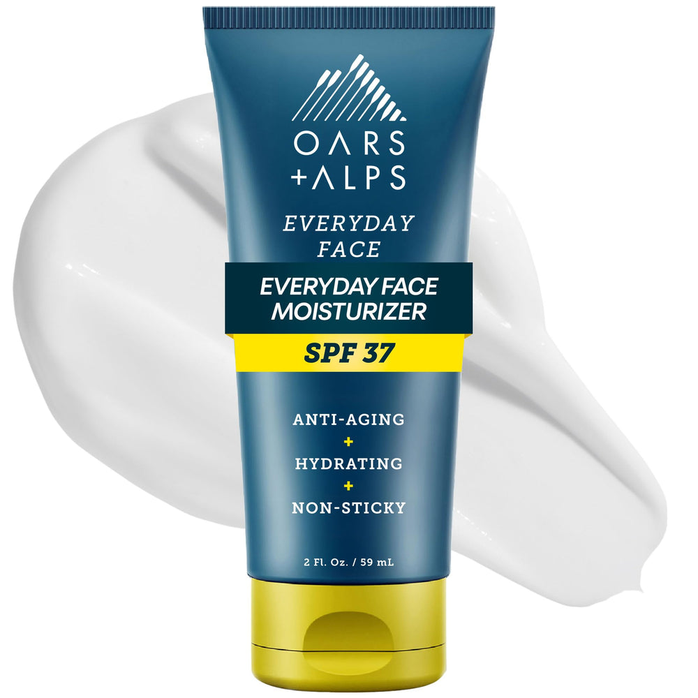 Oars + Alps front packaging showing SPF 37 moisturizer for quick identification and daily use