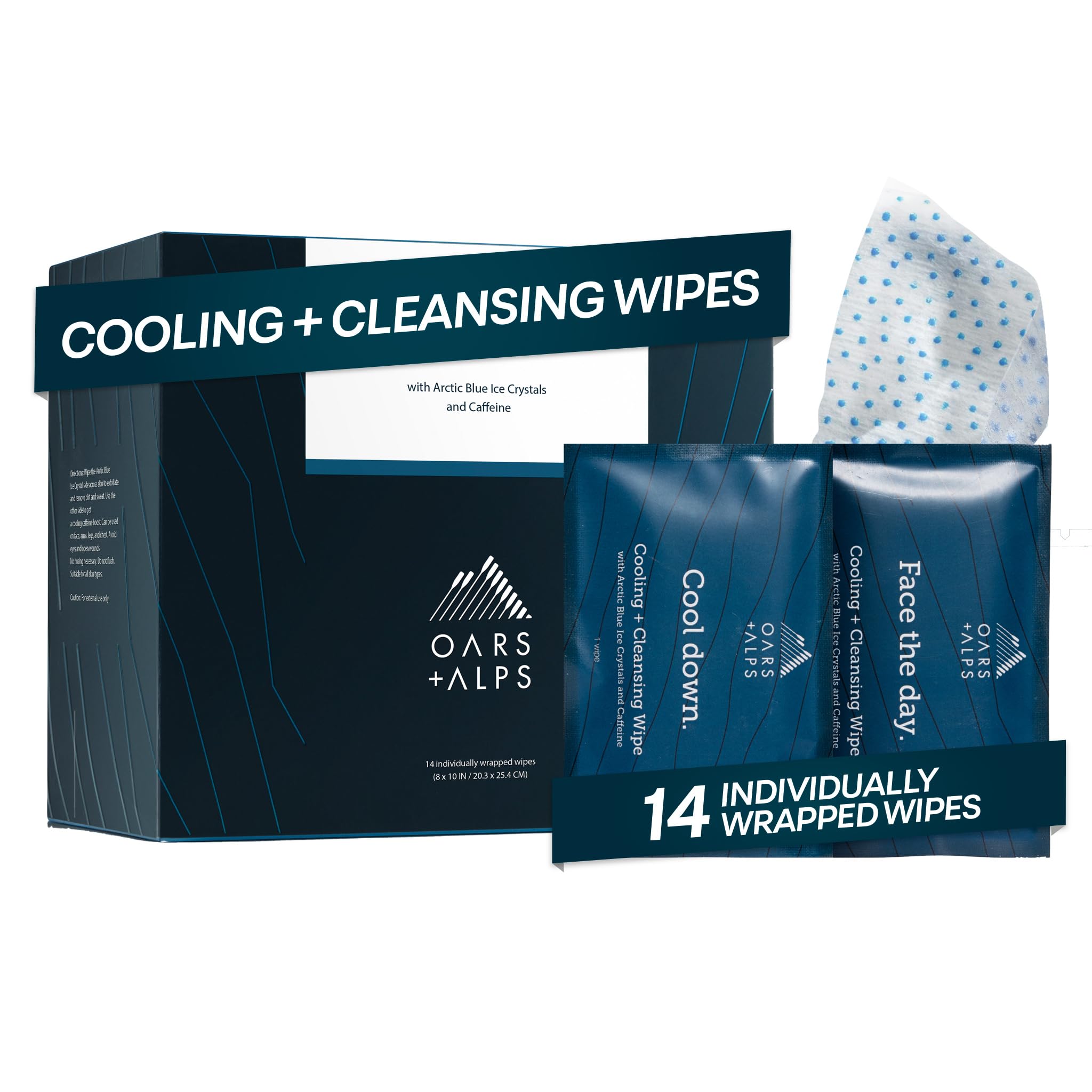 Oars + Alps front packaging showing 14-count travel wipes and brand