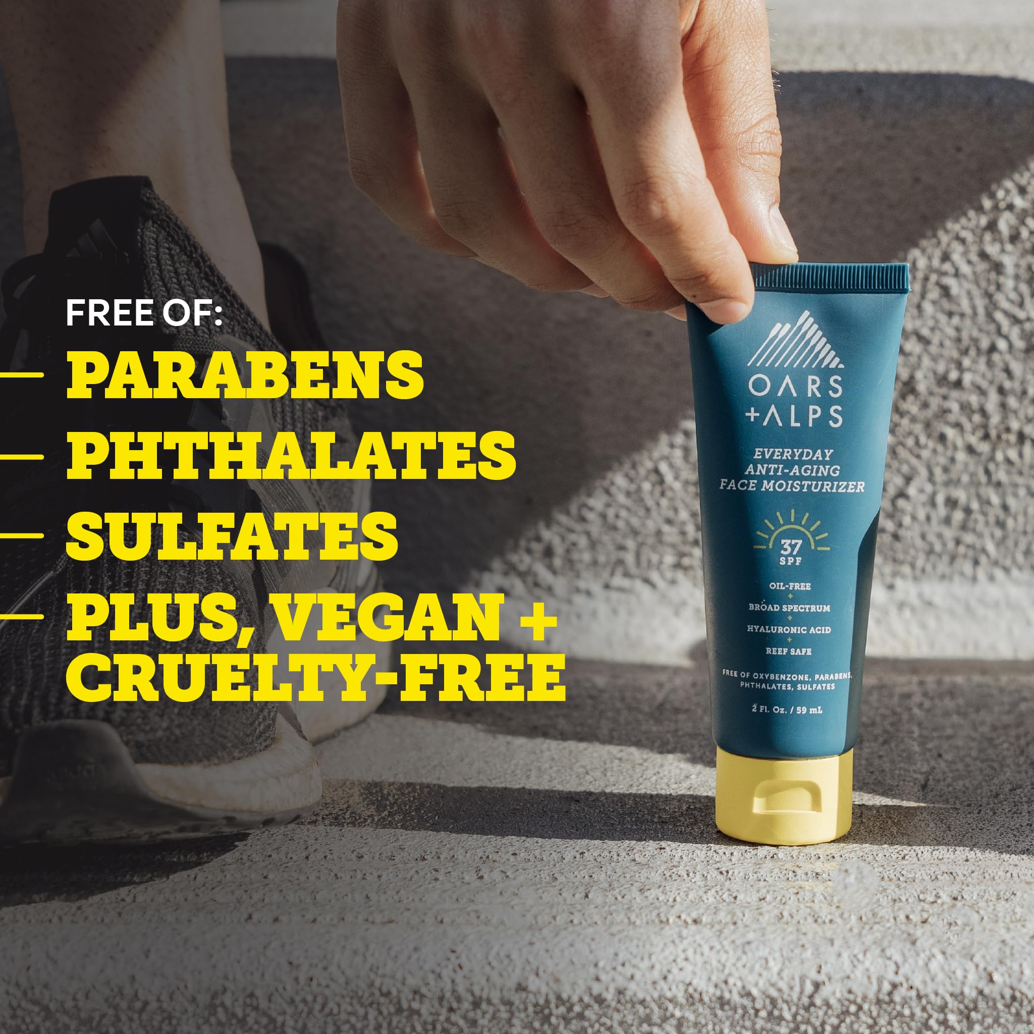 Oars + Alps product on bathroom sink in morning routine setting for effortless daily protection