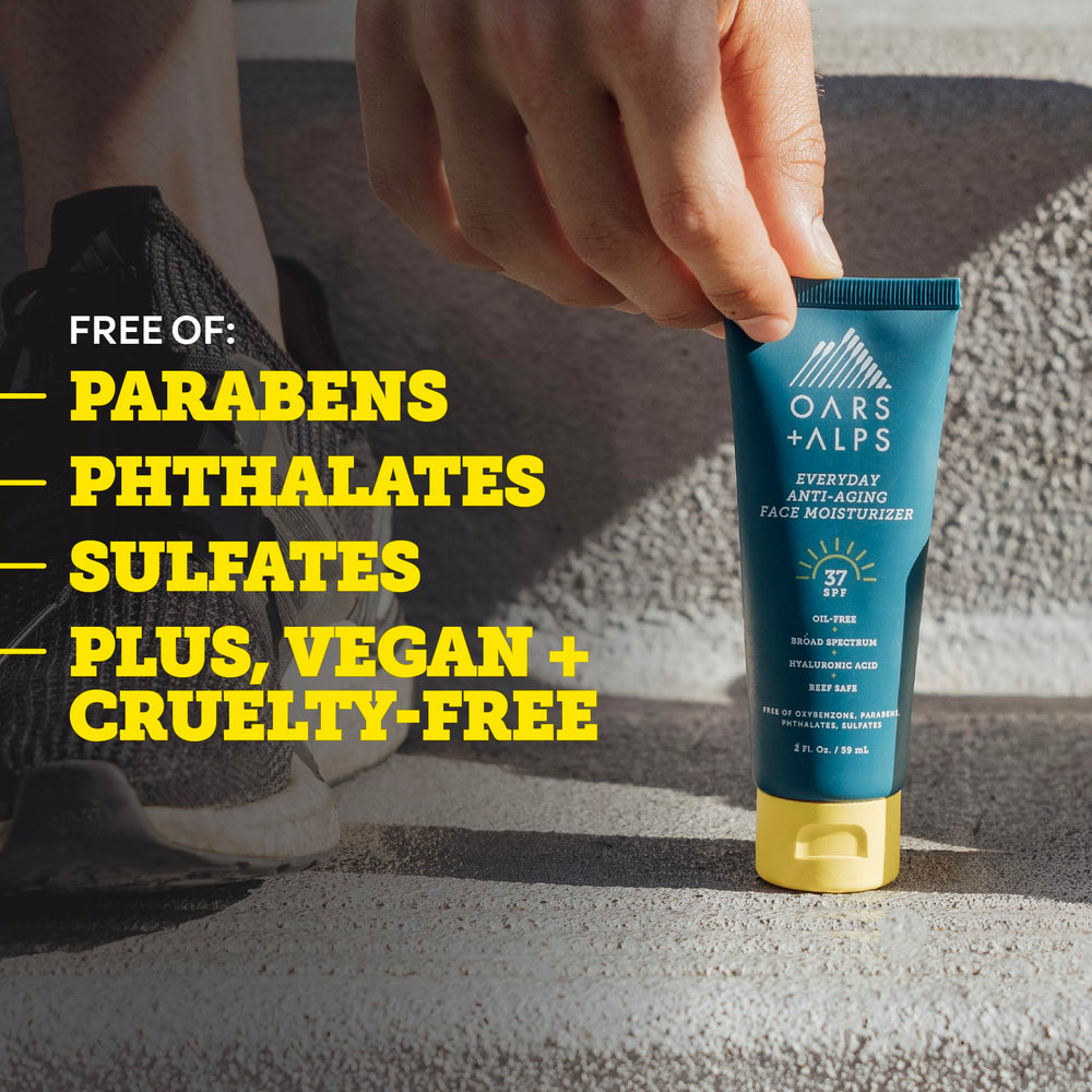 Oars + Alps product on bathroom sink in morning routine setting for effortless daily protection
