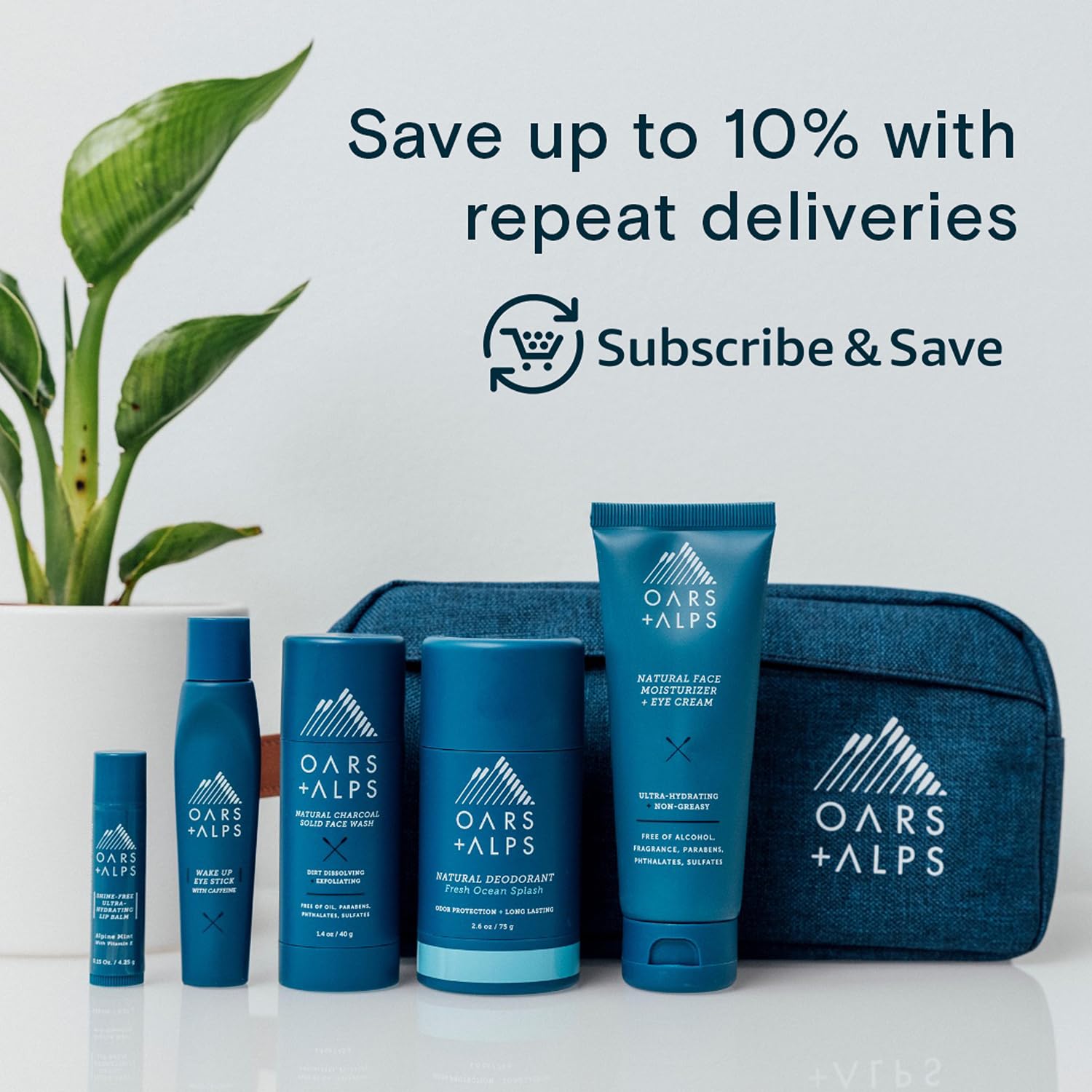 Oars + Alps recycled-style packaging label close detail, sustainable impression