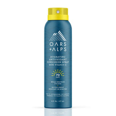 Oars + Alps front label showing SPF 70 and lightweight protective benefits