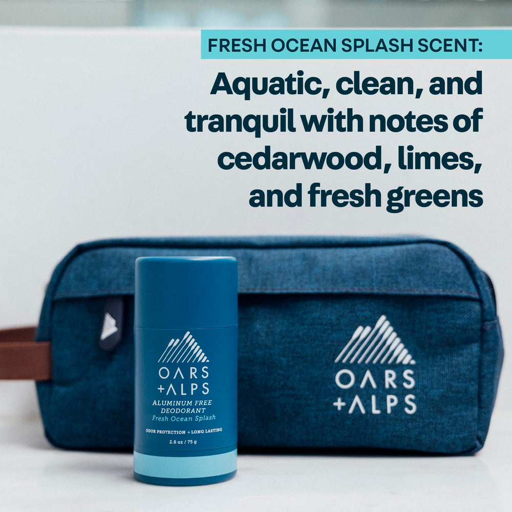 Oars + Alps stick beside a t-shirt to show size and no-residue clothing benefit