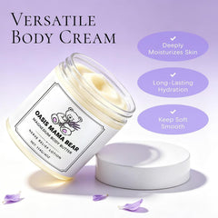 OASIS MAMA BEAR close swatch of cream on skin showing non-greasy finish and hydration