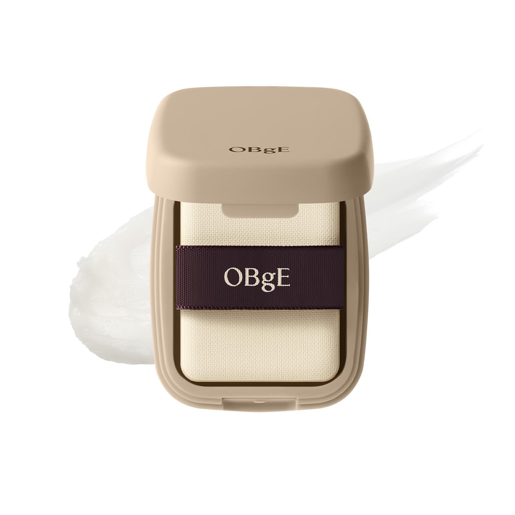 OBgE front view of compact showing sleek packaging and portable benefit