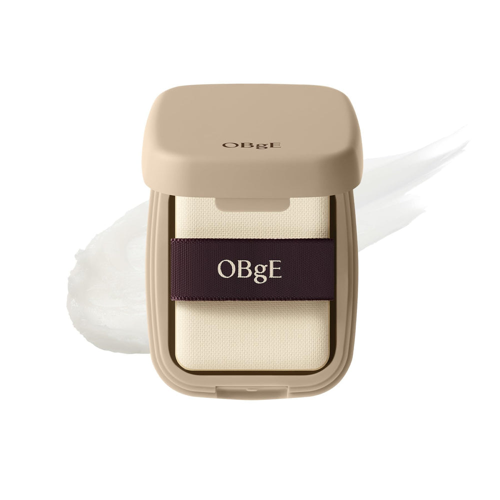 OBgE front view of compact showing sleek packaging and portable benefit