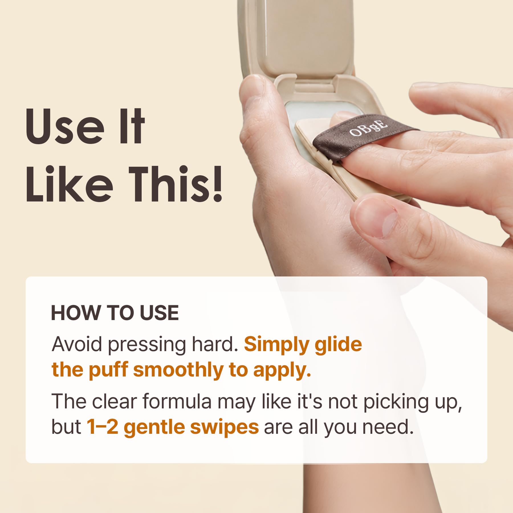 OBgE product held in hand illustrating travel-size convenience and portability benefit