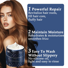 OBRADOYA mask being applied to wet hair demonstrating easy spread
