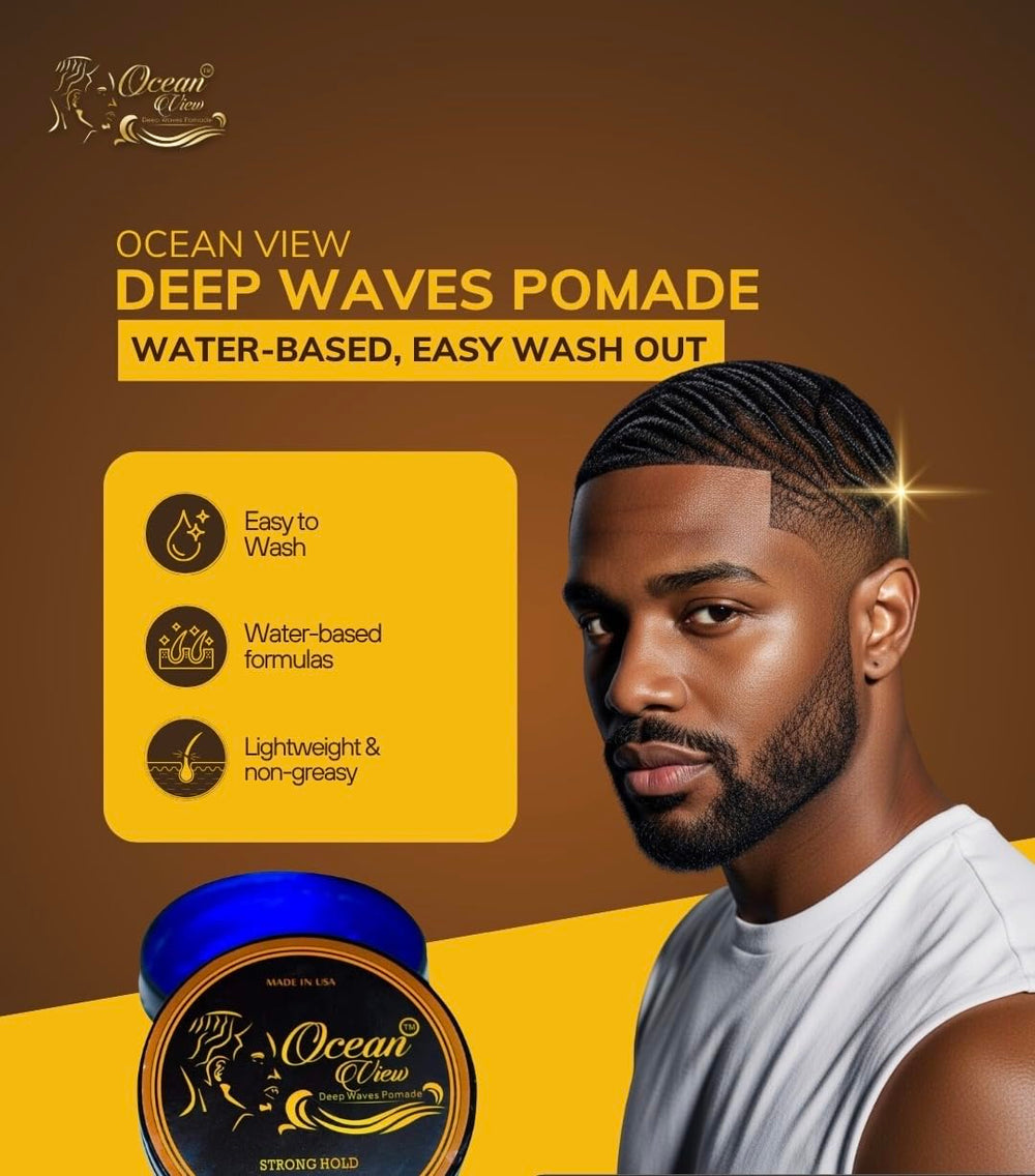 Ocean View Deep Waves Pomade on fingertips demonstrating easy application and control
