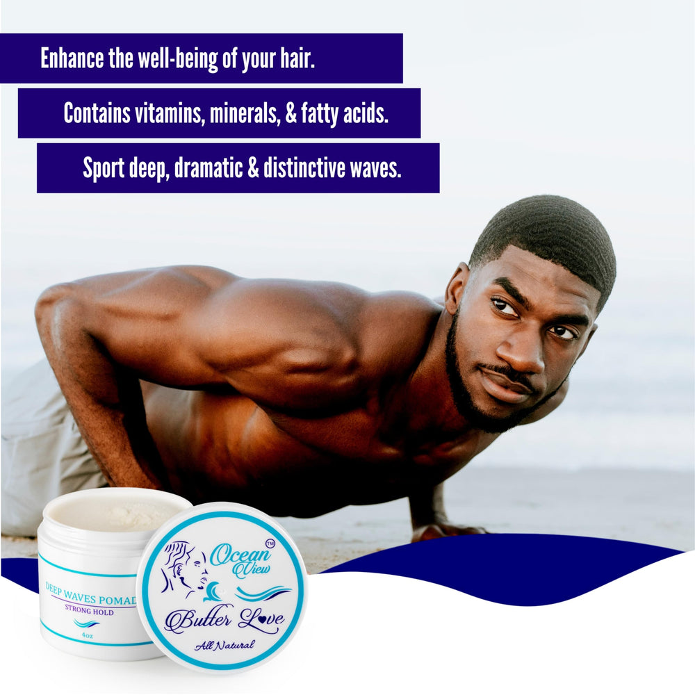 Ocean View Deep Waves Pomade label close up showing made in USA and veteran owned details