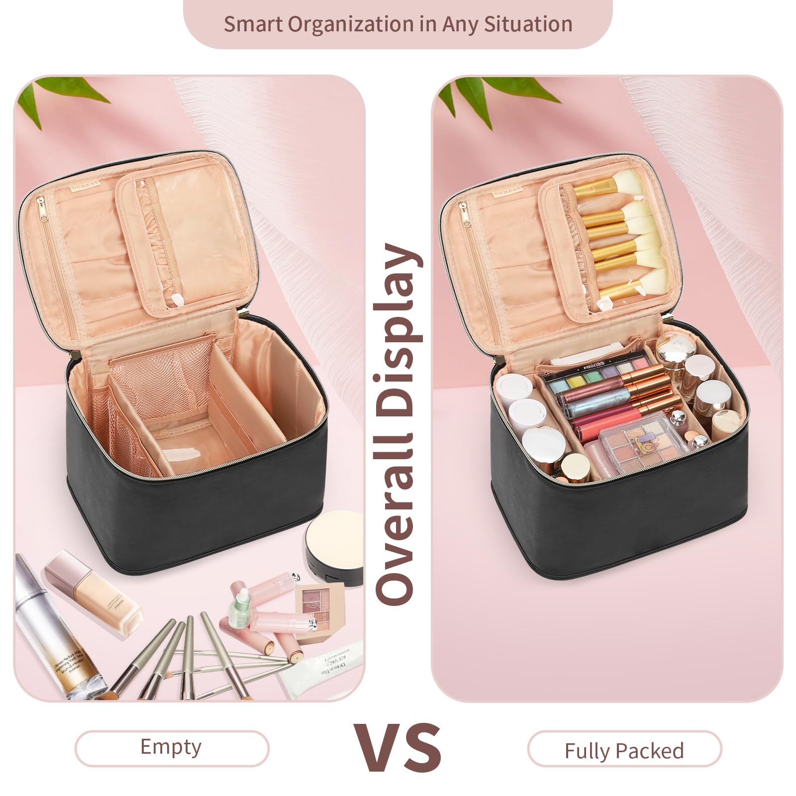 OCHEAL next to carry-on suitcase showing compact size and space-saving benefit