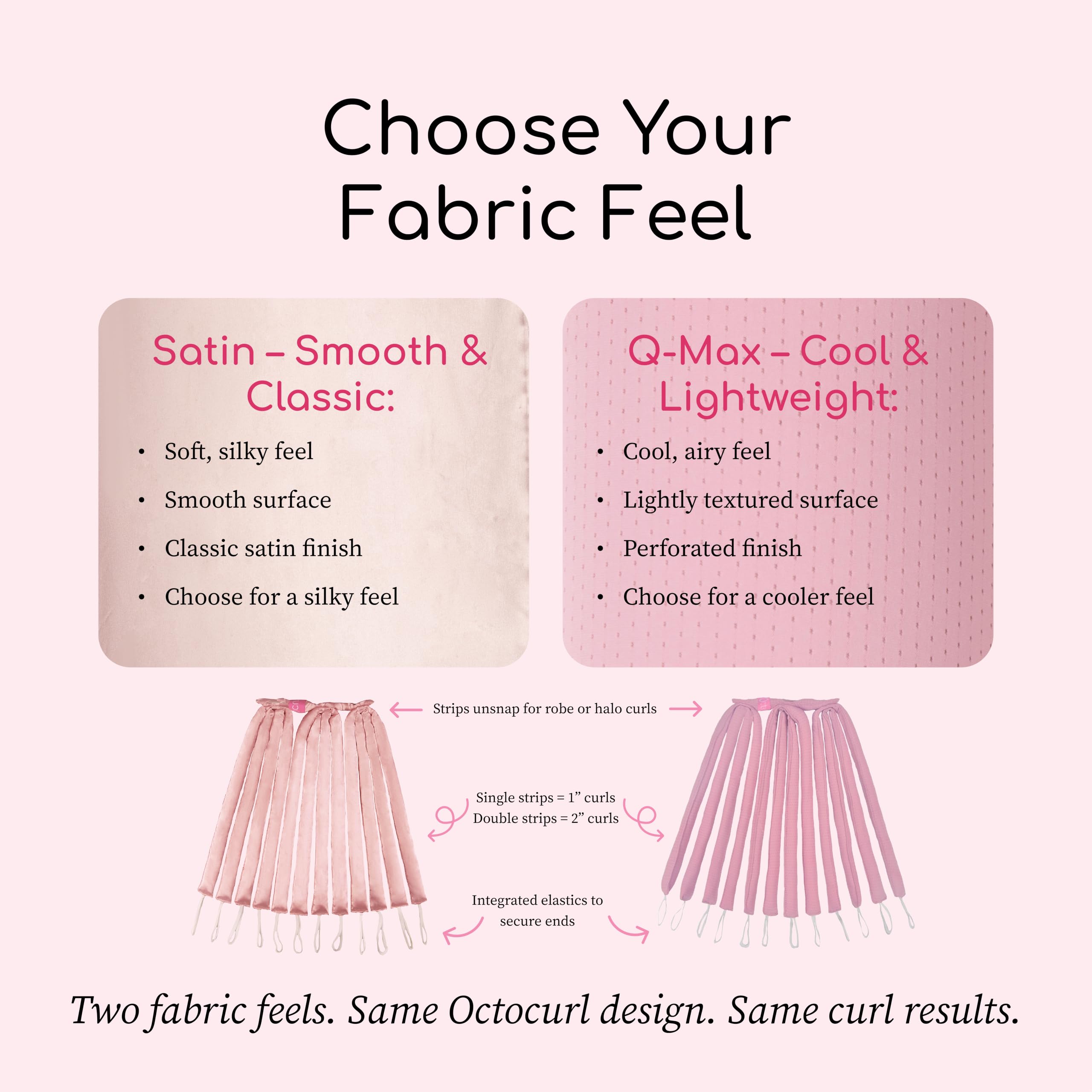 Octocurl size comparison display showing short, medium, long options for fit