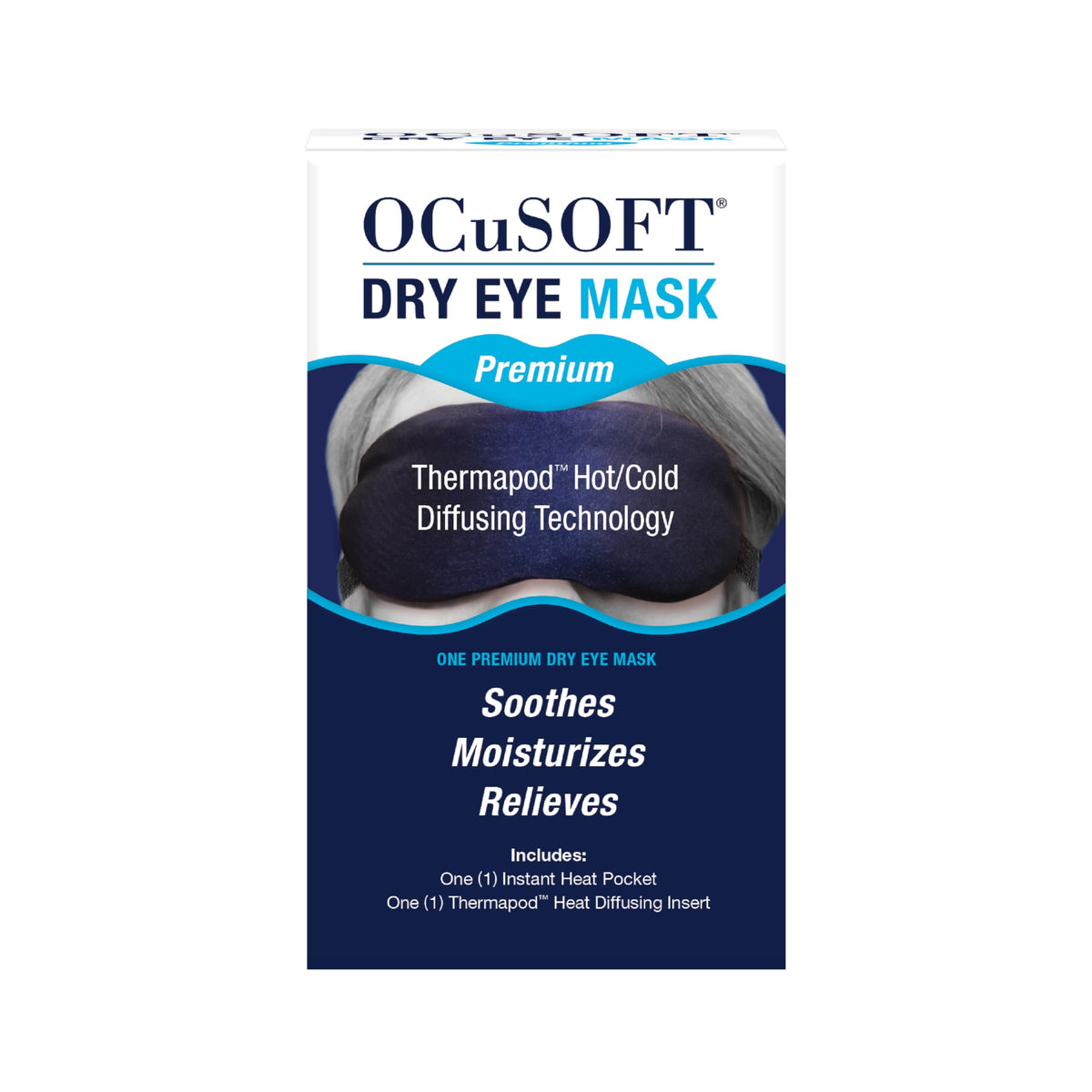 OCuSOFT dry eye mask front view showing compact design and ease
