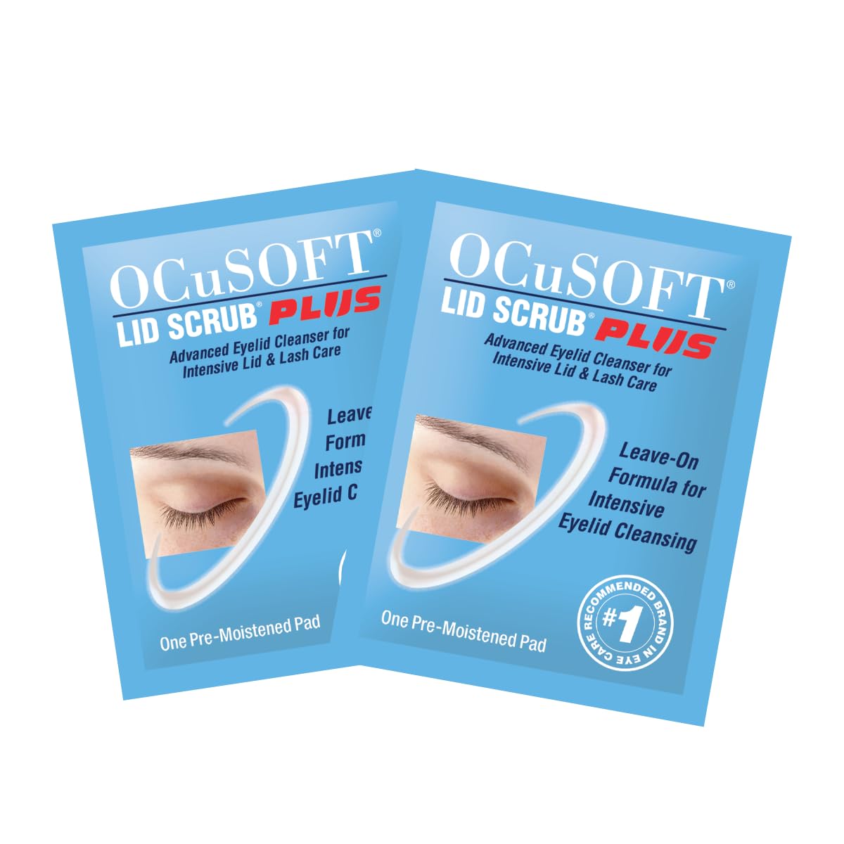 OCuSOFT single pre-moistened Lid Scrub PLUS pad removed from sealed wrapper for convenient use