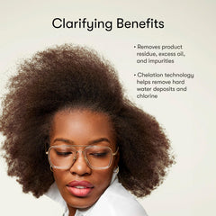 Odele clarifying shampoo pouring into hand demonstrating controlled application