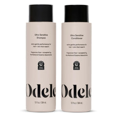 Odele front packaging showing shampoo and conditioner, gentle cleansing visible