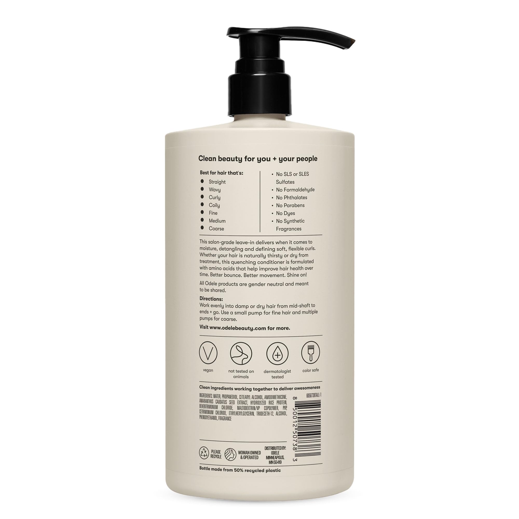 Odele bottle staged on bathroom shelf conveying everyday clean-beauty lifestyle
