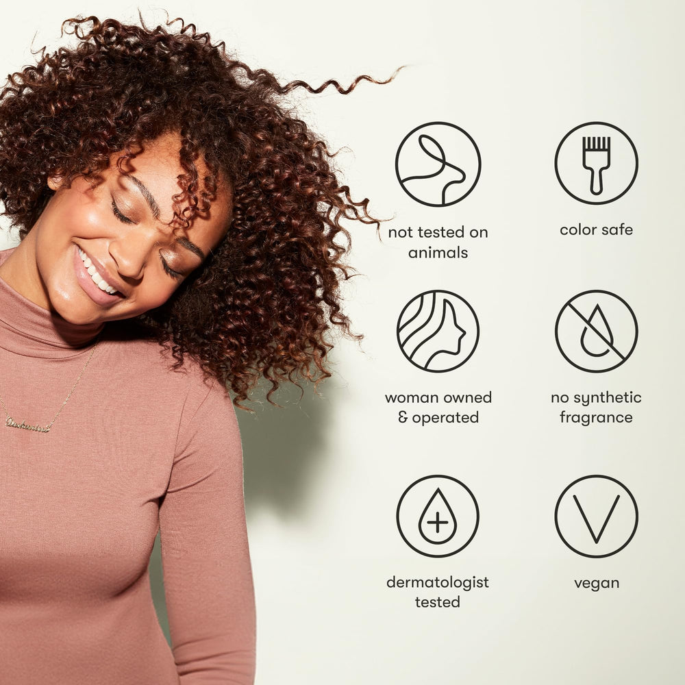 Odele leave-in applied to curly hair showing defined frizz-reduced curls