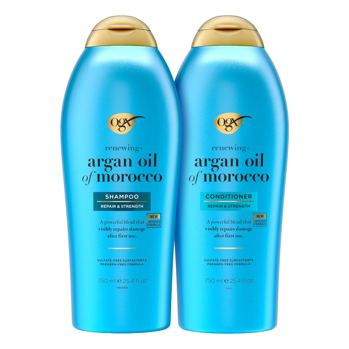 OGX front packaging showing bottles and brand, highlights repair benefits