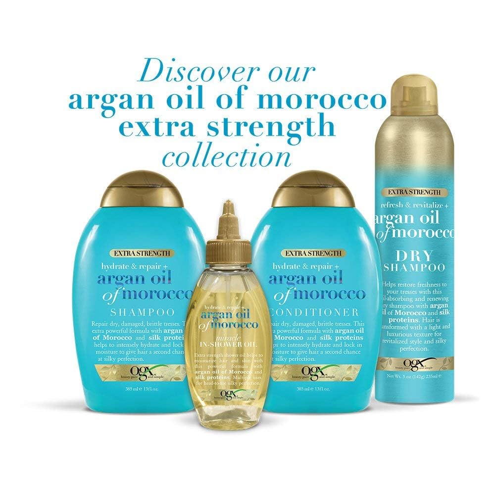 OGX after-treatment hair showing smooth strands and reduced frizz