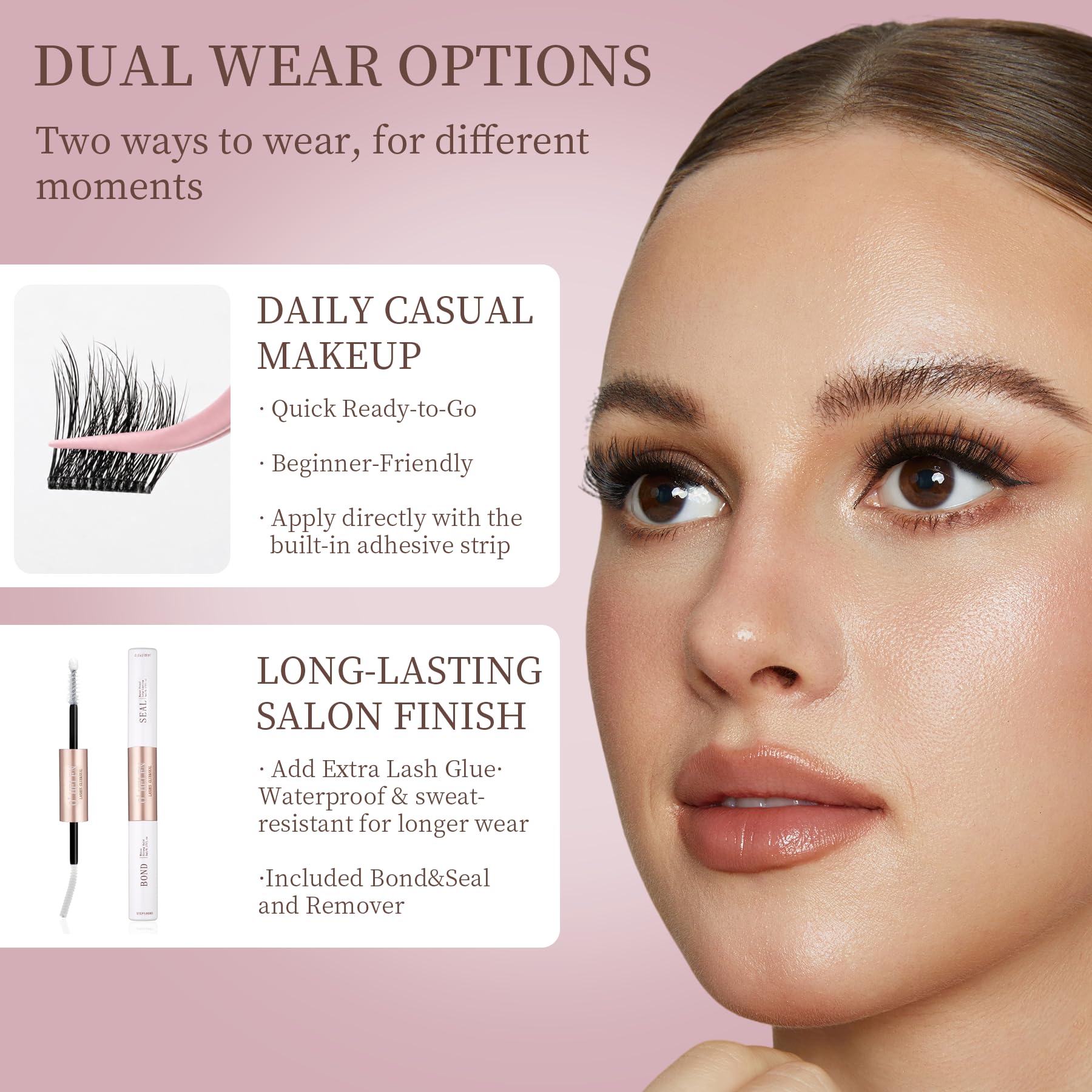 O'HELEN applied lashes on model showing natural 3D fluffy enhancement