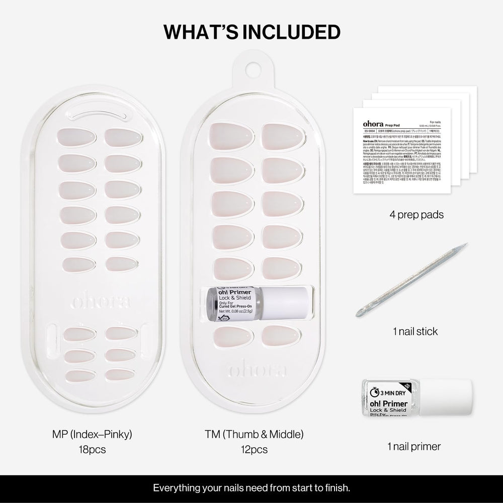 ohora two-layer tray layout illustrating 30 tips in 15 sizes for perfect fit