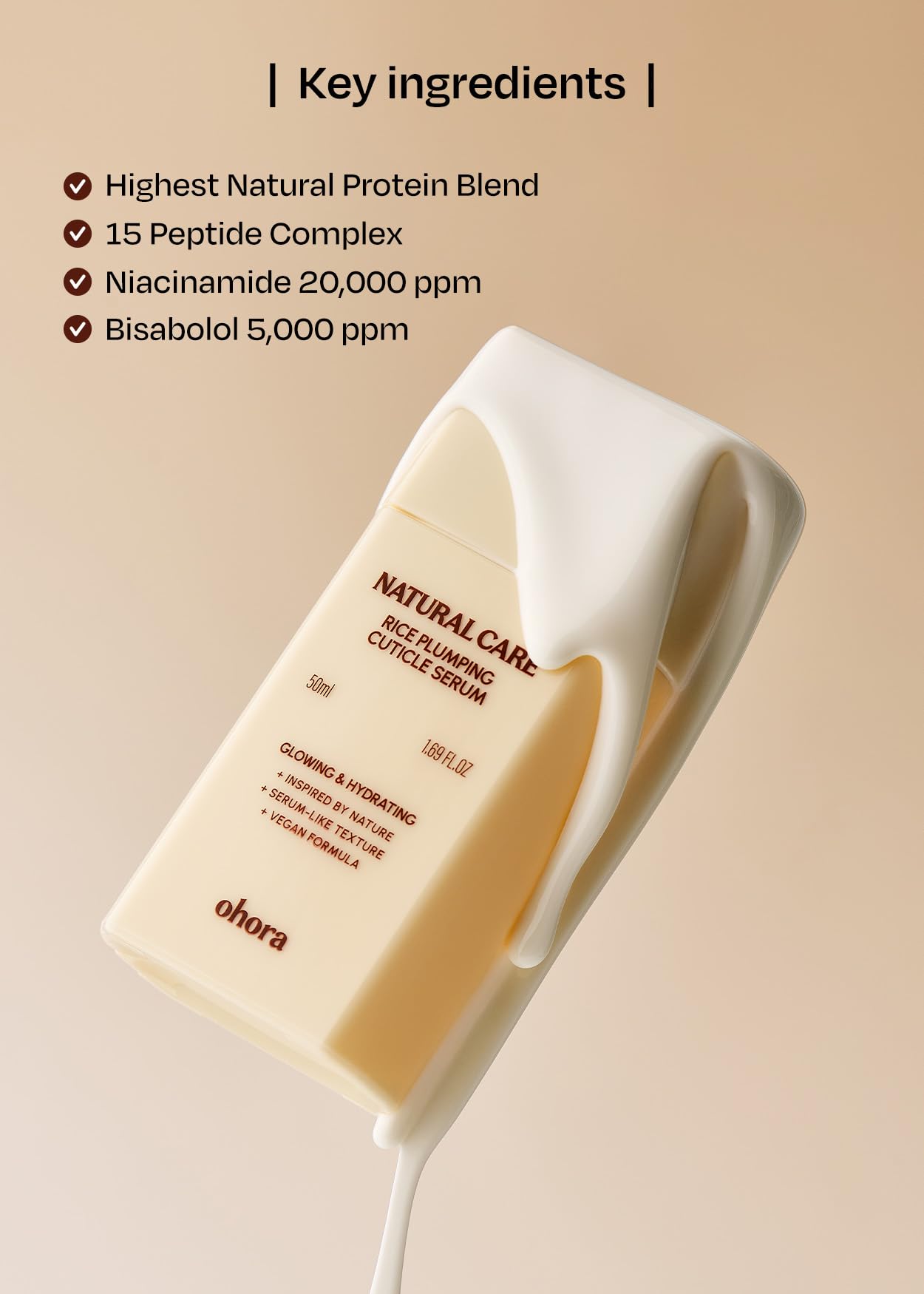 ohora lifestyle shot hands with polished nails after serum use for shine