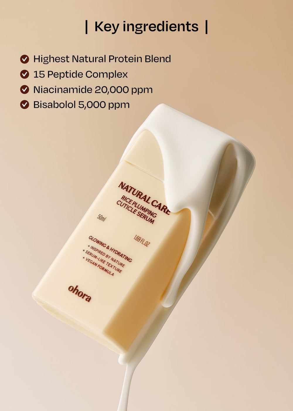 ohora lifestyle shot hands with polished nails after serum use for shine