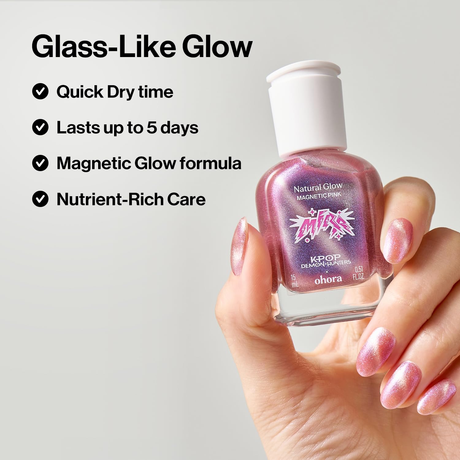 ohora MIRA applied on fingertips in lifestyle shot showcasing wearable shine