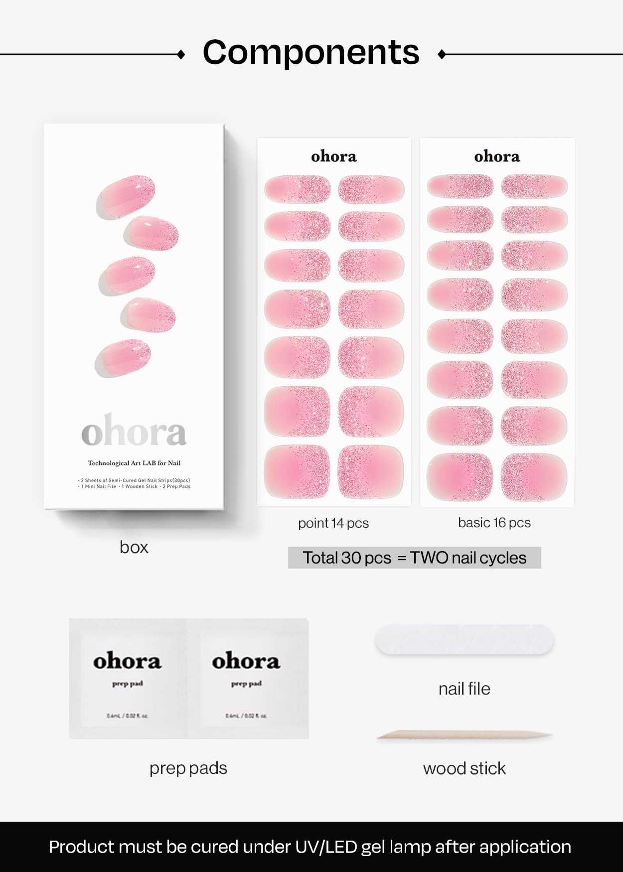 ohora gel strip beside a coin for scale to illustrate size options