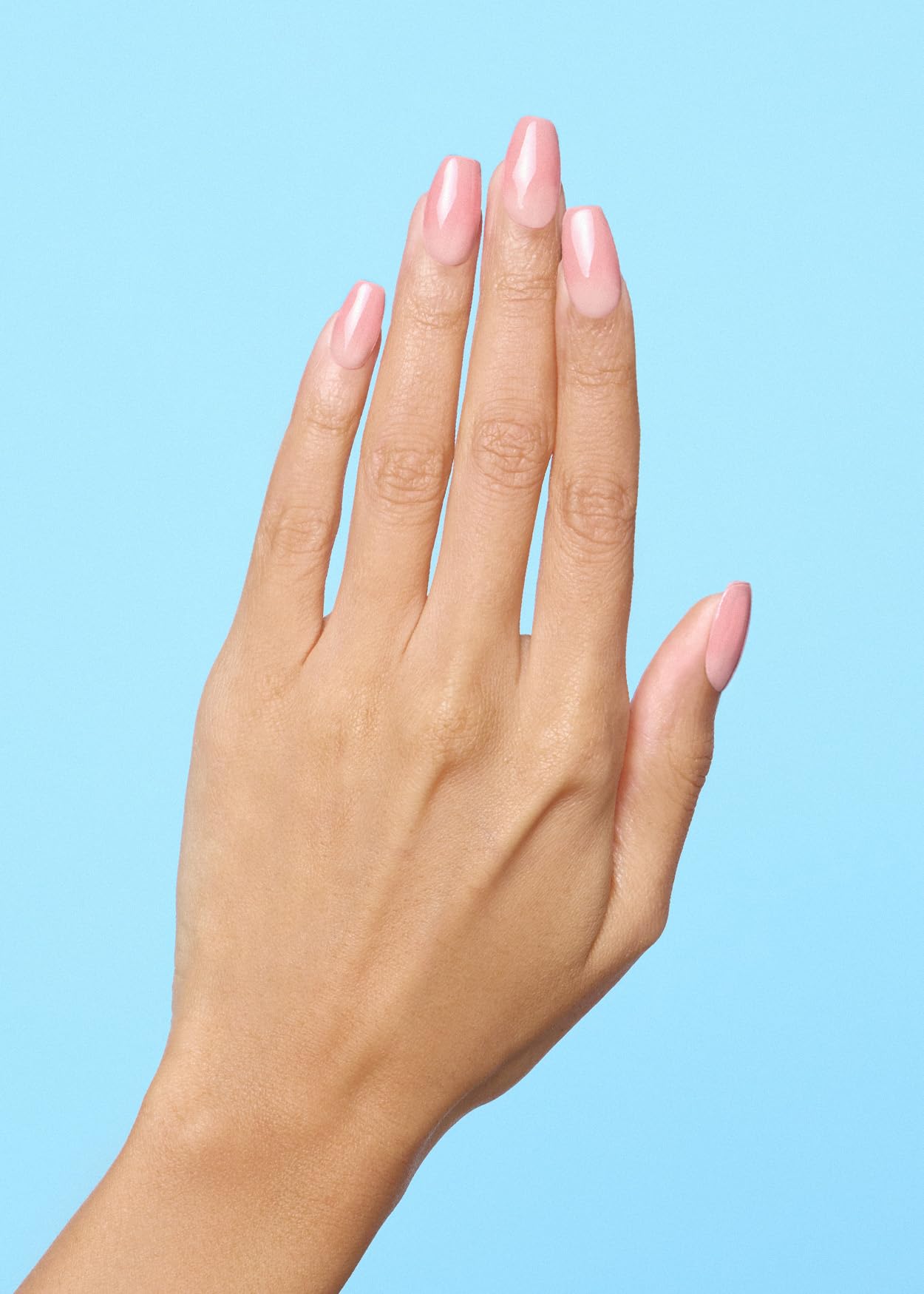 ohora close-up of pink ombré gel strip texture highlighting smooth gradient finish