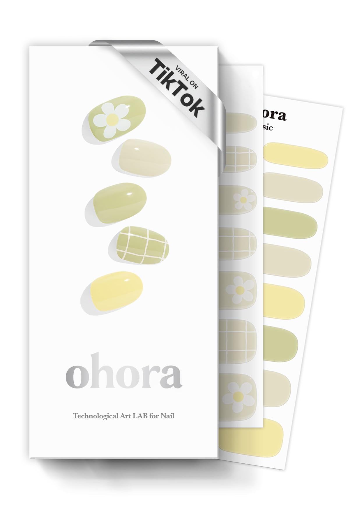ohora N Olivia front packaging showing green patterned set and tools benefits quick application