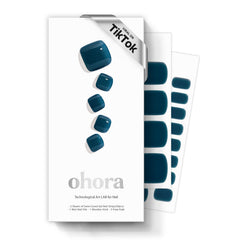 ohora front packaging showing navy pedi strips and included tools for quick application