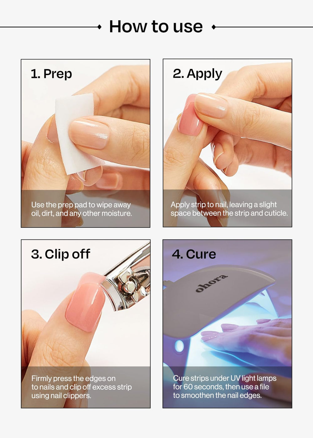 ohora strips curing under lamp for durable glossy protection