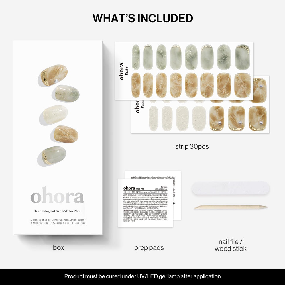 ohora prep pads and wooden stick next to strip for gentle removal and safer nails benefit