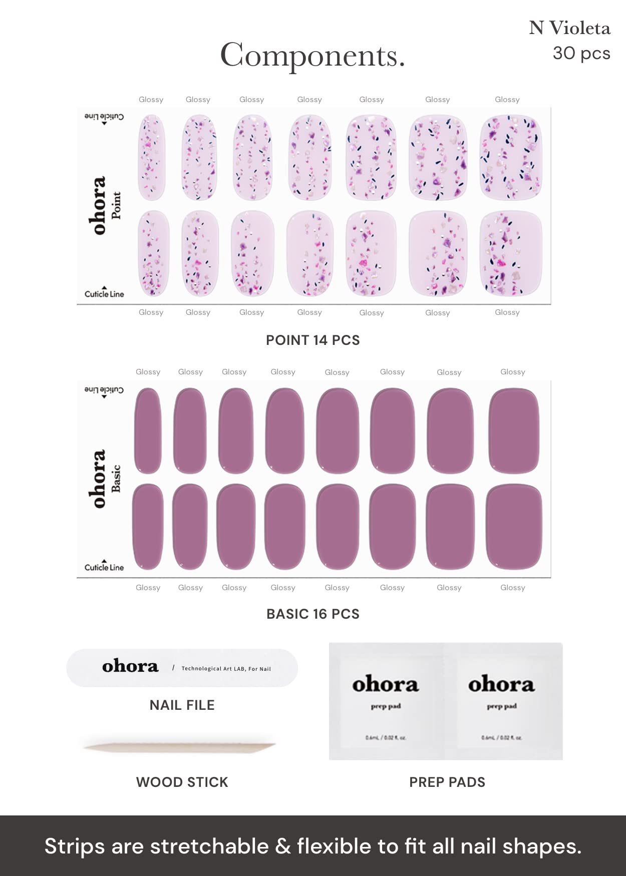 ohora hand comparing strip widths to natural nails to illustrate perfect fit and custom shaping